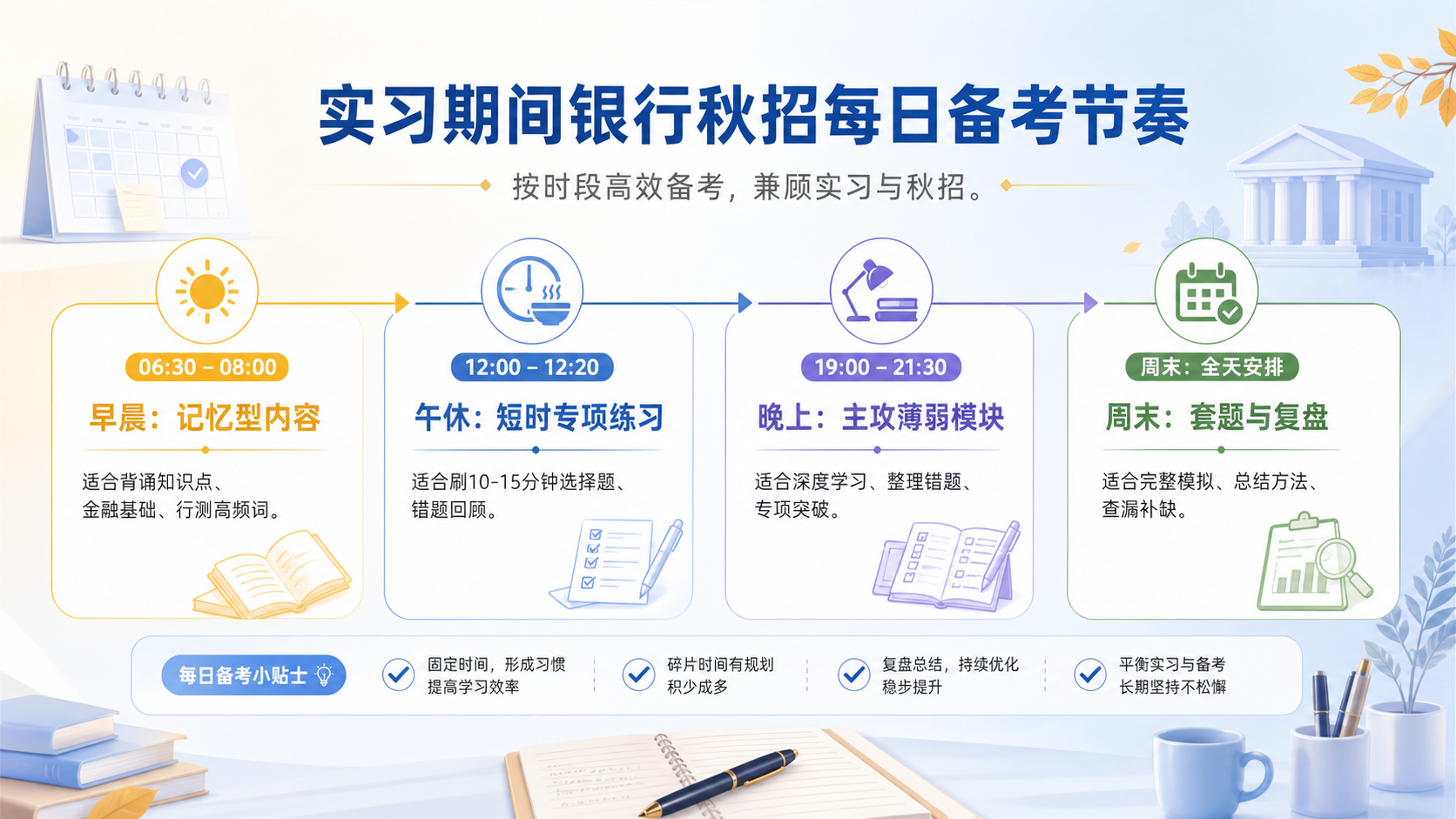 实习期间银行秋招每日备考节奏