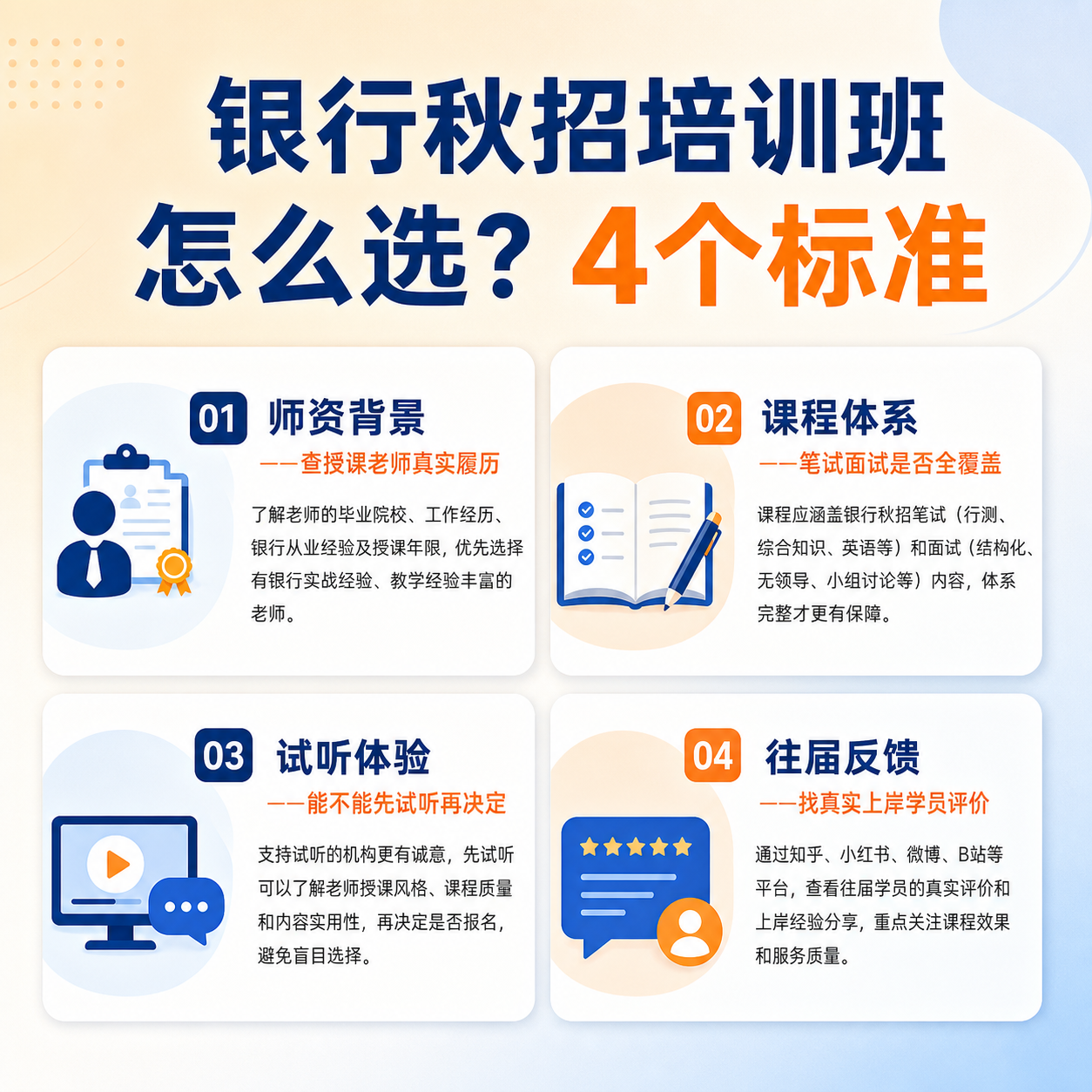 银行秋招培训班质量判断4个标准