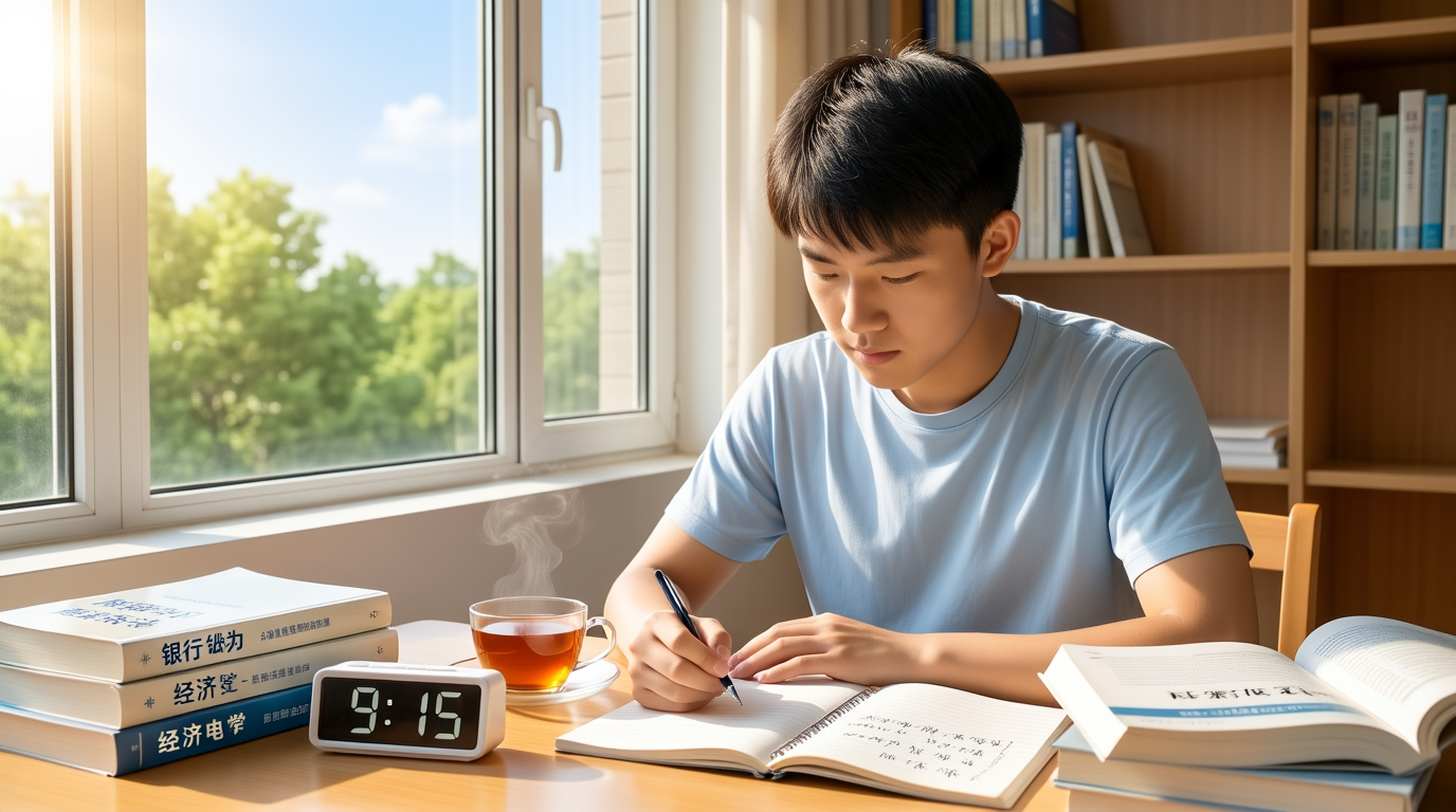 银行备考场景插图