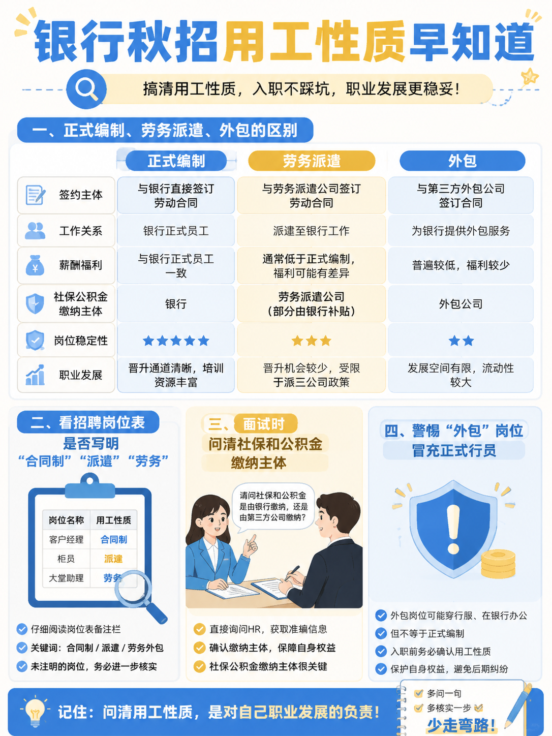 银行秋招用工性质信息图