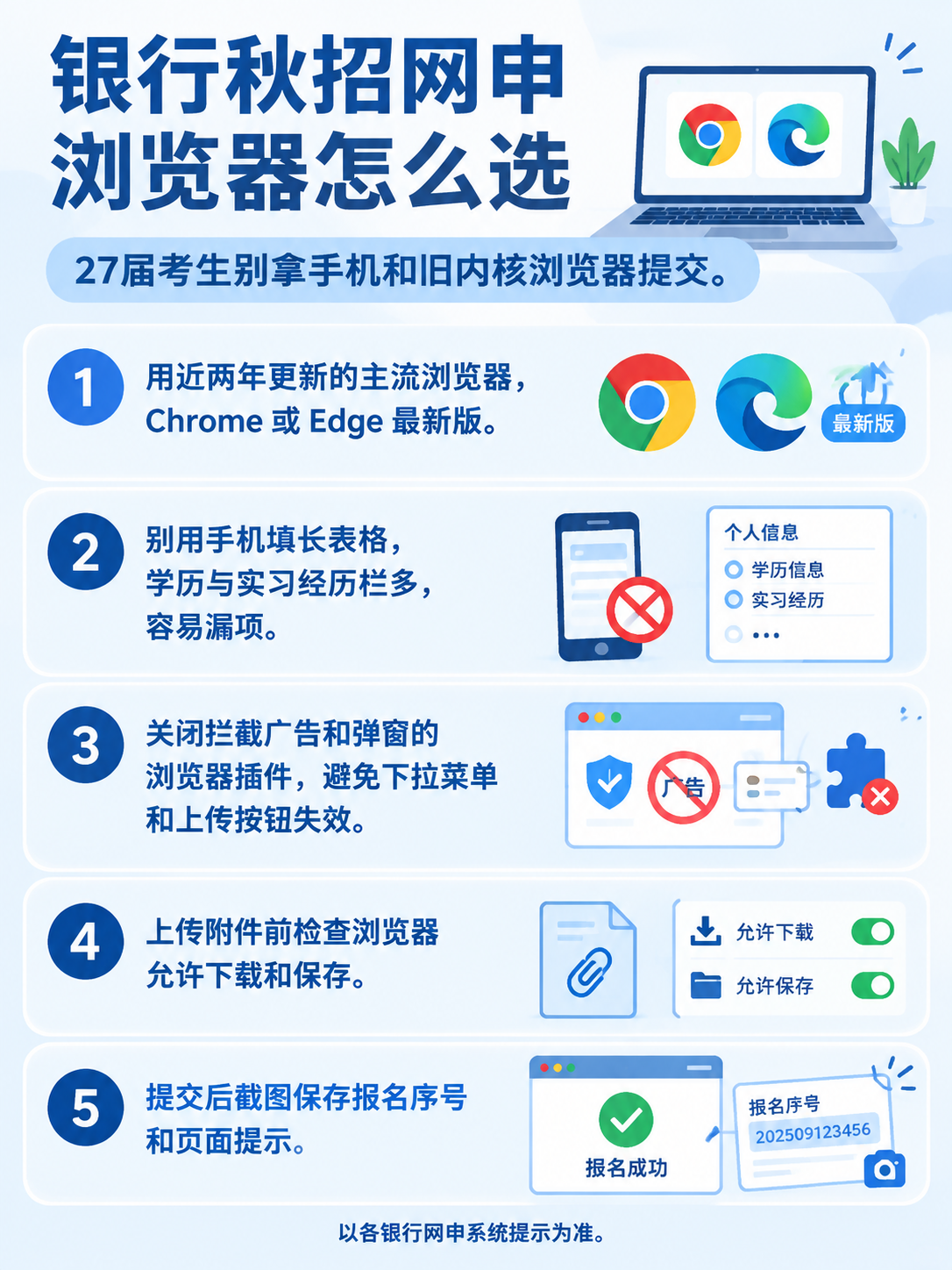 银行秋招网申浏览器与设备怎么选