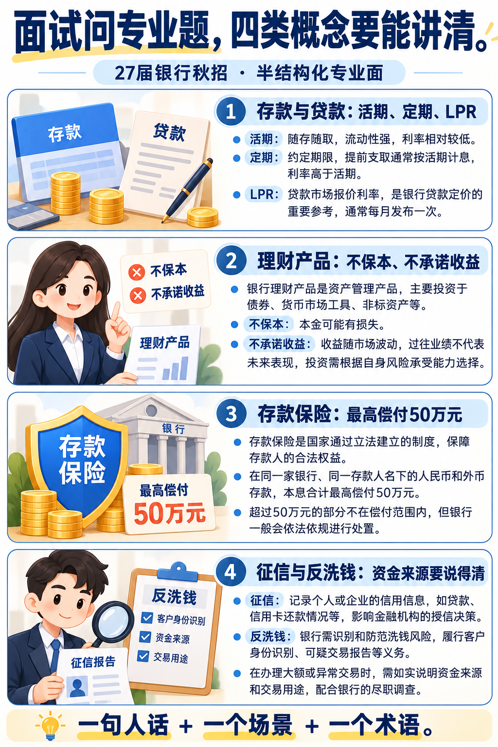 银行秋招面试四类金融常识概念知识卡片