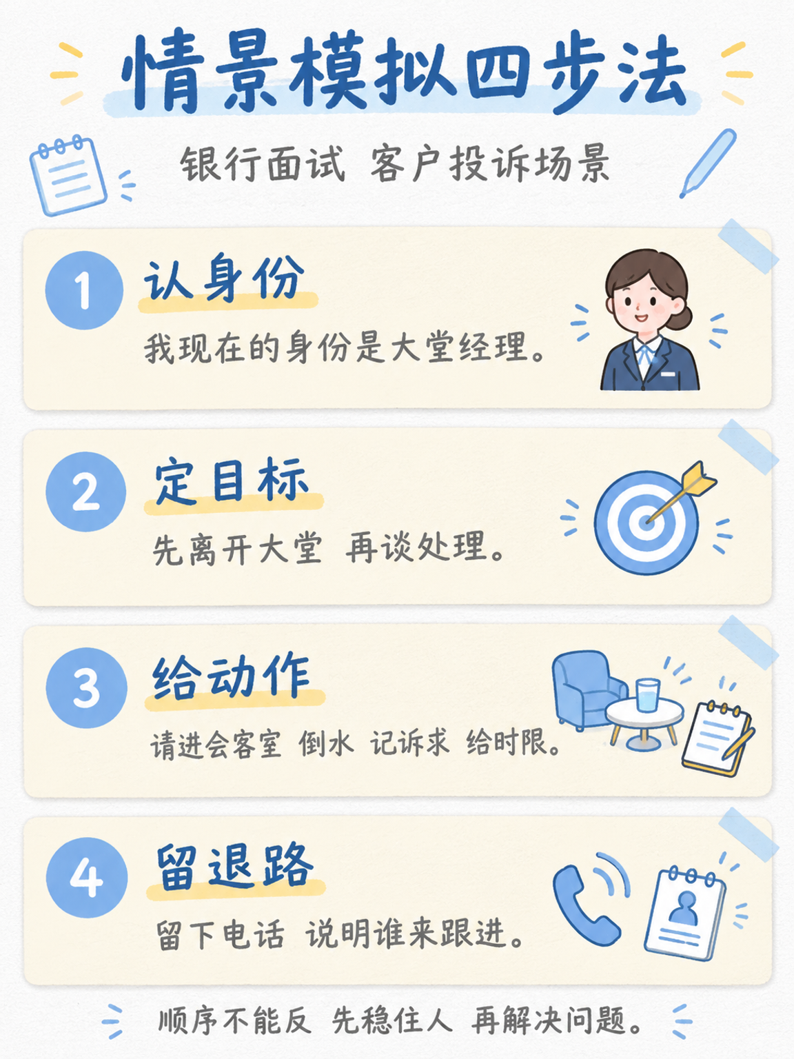 银行面试客户投诉情景模拟四步法