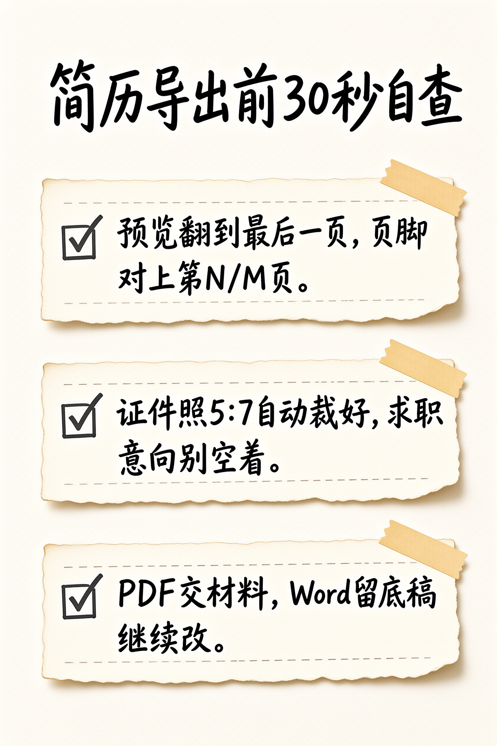 简历导出前30秒自查信息图